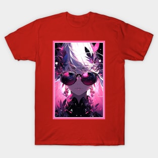 Aesthetic Anime Girl Pink Rosa Black | Quality Aesthetic Anime Design | Premium Chibi Manga Anime Art T-Shirt